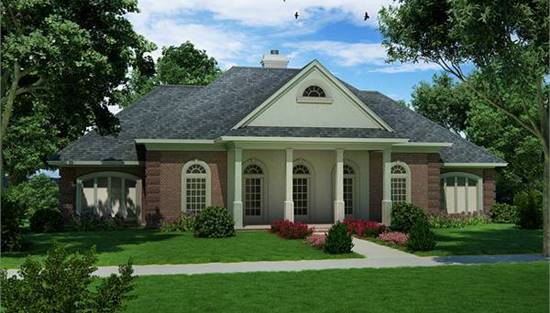 Stunning Front Rendering Featuring Columned Front Porch